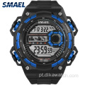 Relógios de pulso digitais masculinos de marca de luxo SMAE telão LED